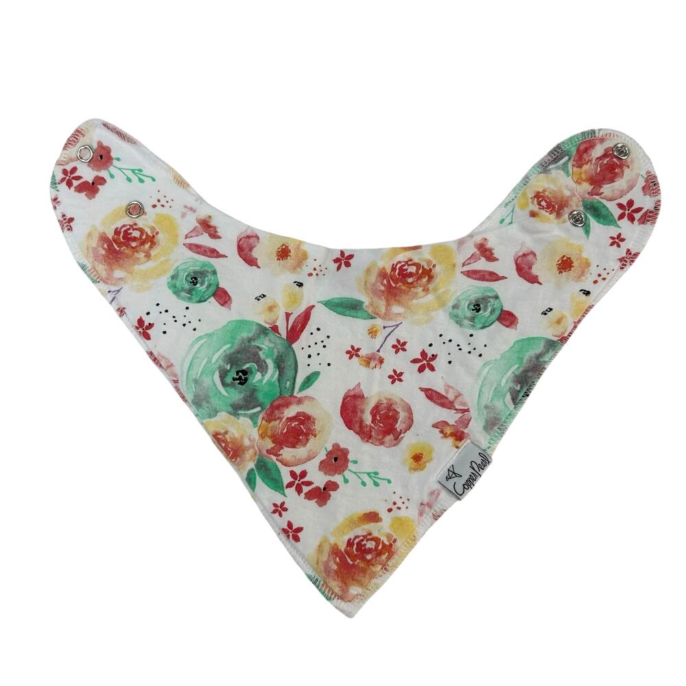 Copper Pearl Multicolor Watercolor Floral Print Fleece Lined Bib One Size